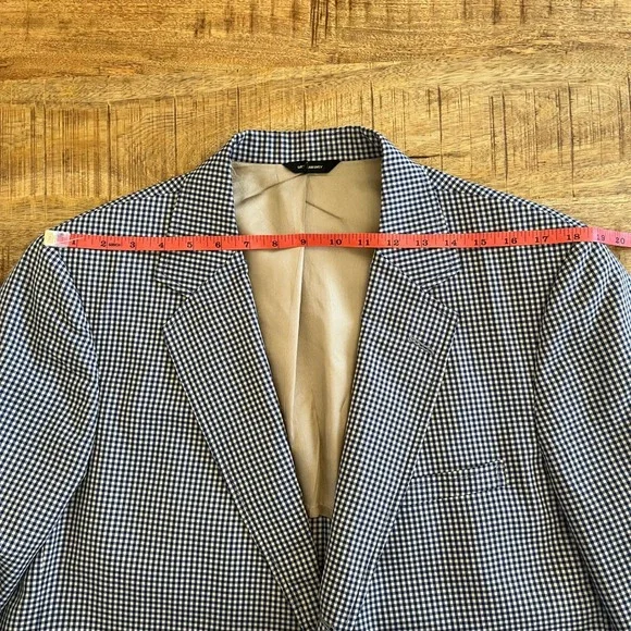 Vintage Orvis Gingham Check Blazer Mens 46R Navy Tan Sport Coat Union Made USA - Picture 14 of 16